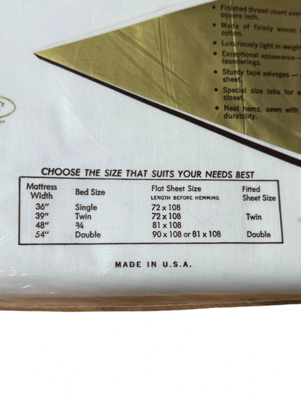 Vintage Vanity House Percale Sheet Double 81x108 White NOS USA Cotton